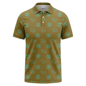rubber duck & custom logo circle pattern polo shirt for men