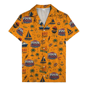 sailboats anchors ship wheels hamburger shrimp steak grill tools hawaiian shirt for men