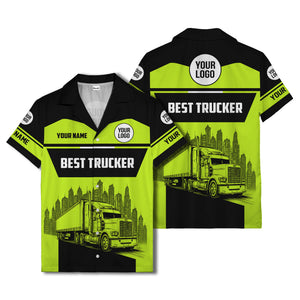semi-truck cityscape hawaiian shirt for road-warrior professionals