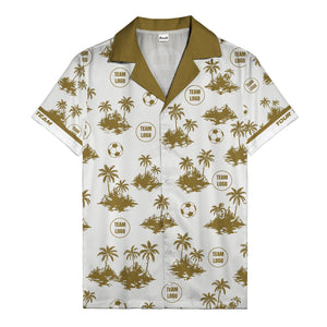 soccer balls & palm trees island repeat black white hawaiian shirt