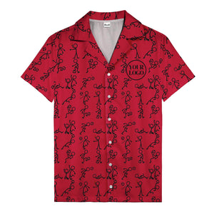 soccer stick figures & footballs fun cartoon hawaiian shirt