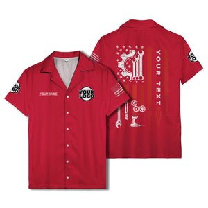 stars & stripes american flag custom logo patriotic hawaiian shirt