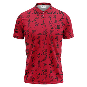 stick figure soccer players & balls cartoon polo shirt for men