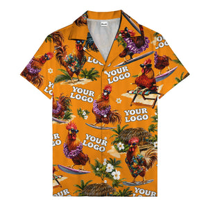 surfing roosters riding waves aloha hawaiian shirt with surfboards