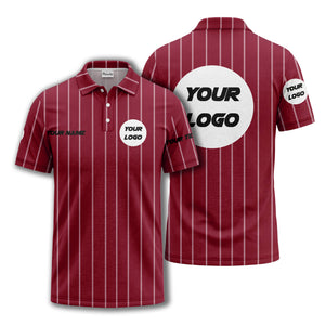 vertical pinstripe custom logo personalized text polo shirt