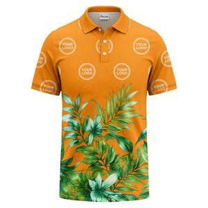 watercolor exotic ferns & logo circle polo shirt