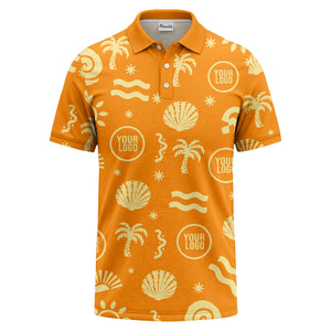 watercolor palm trees seashells waves polo shirt for beach vacation
