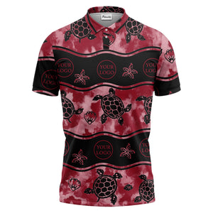 wavy band sea turtles starfish monochrome polo shirt for men