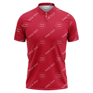 your name & logo repeat pattern black polo shirt for men