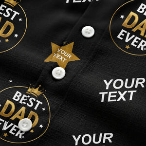 best dad ever gold crown circle repeat pattern hawaiian shirt for men