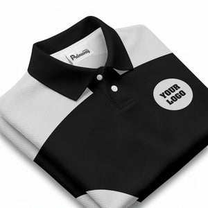 black white contrast panel customizable logo polo shirt for men