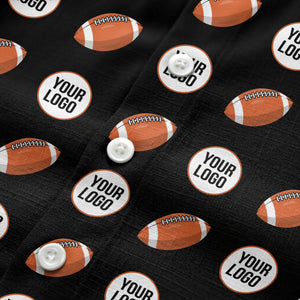 cartoon football field custom logo pattern black hawaiian shirt for men