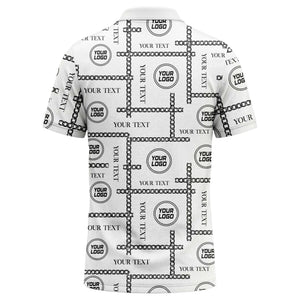 chain link grid custom logo monochrome polo shirt for men