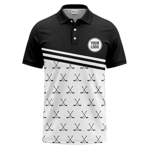 crossed golf clubs & balls repeat pattern polo shirt for men