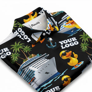 cruise ship & sunglasses ducks cartoon islands polo shirt for men