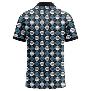custom diamond grid circular logos polo shirt for men
