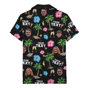 custom faces palm trees hibiscus watercolor hawaiian shirt for men