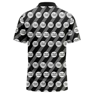 custom logo diagonal stripes repeat golf polo shirt for men