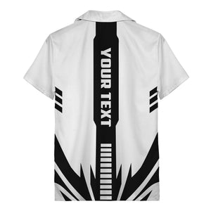 custom logo geometric stripes hawaiian shirt men's aloha button down