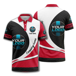 custom logo hexagon diagonal stripes polo shirt for men