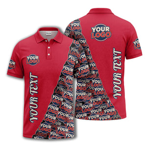 custom logo repeat vertical text pattern personalized polo shirt