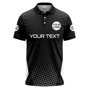 custom logo text overlay polka dot golf polo shirt