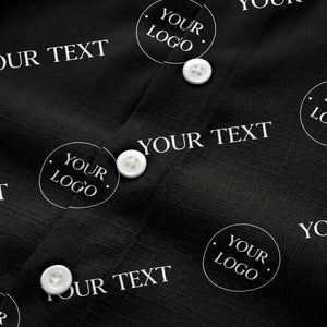 custom logo & text repeat black hawaiian shirt for personalized branding