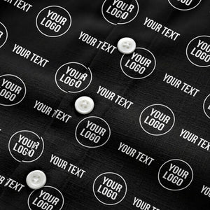 custom logo & text repeat pattern black hawaiian shirt for men