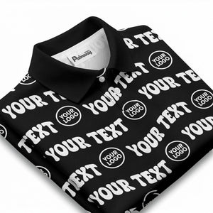 custom name & logo repeat black polo shirt