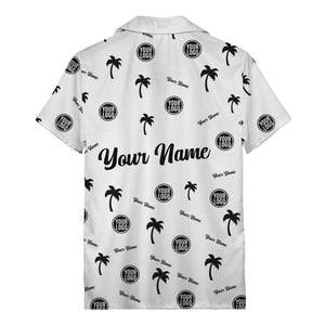 custom palm tree silhouette & name logo black white hawaiian shirt