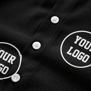customizable logo circles pattern black hawaiian shirt for men