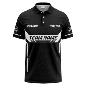 customizable team name geometric stripes polo shirt for men