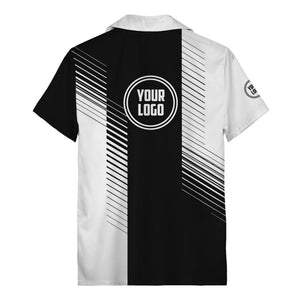 diagonal stripes & custom logo monochrome hawaiian shirt