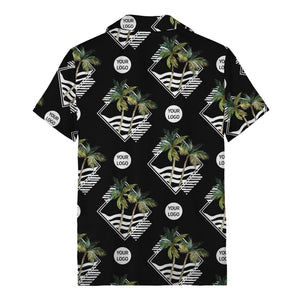 diamond waves & palm trees graphic hawaiian shirt for men