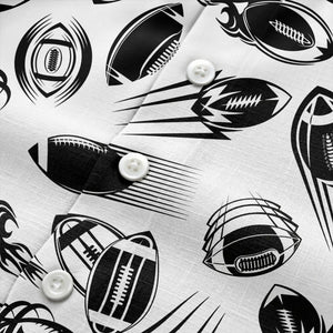 dynamic footballs & speed lines black white graphic hawaiian shirt for men