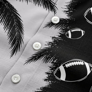 footballs & palm tree silhouettes black white graphic hawaiian shirt