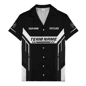 geometric stripes & custom text aloha hawaiian shirt for men