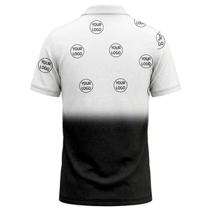 gradient black white custom logo repeat polo shirt