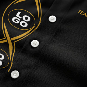 infinity symbol & shield crest black gold hawaiian shirt for men