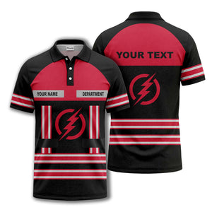 lightning bolt emblem & stripes corporate polo shirt