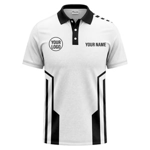 modern black white geometric stripes custom logo polo shirt