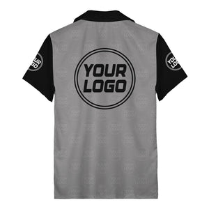monochrome diagonal stripes & custom logo company name hawaiian shirt