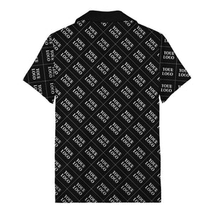 monochrome diamond grid custom logo repeat hawaiian shirt for men