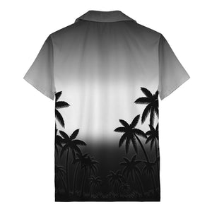 monochrome palm tree gradient silhouette hawaiian shirt for men