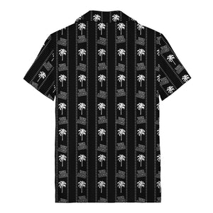 monochrome palm tree & signature logo stripe hawaiian shirt for men