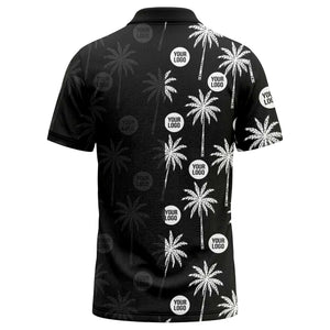palm trees & custom logo circle repeat graphic polo shirt