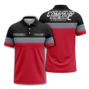 personalized department name gray stripe polo shirt for teams