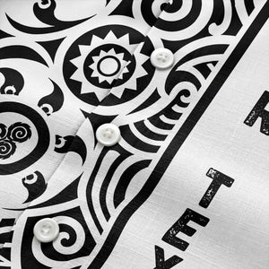 polynesian tribal swirls black white circular motifs hawaiian shirt for men