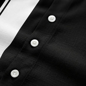 retro bowling stripe & custom logo circle black white hawaiian shirt