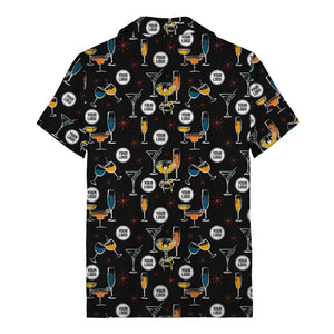 retro cocktail glasses & martini starburst hawaiian shirt